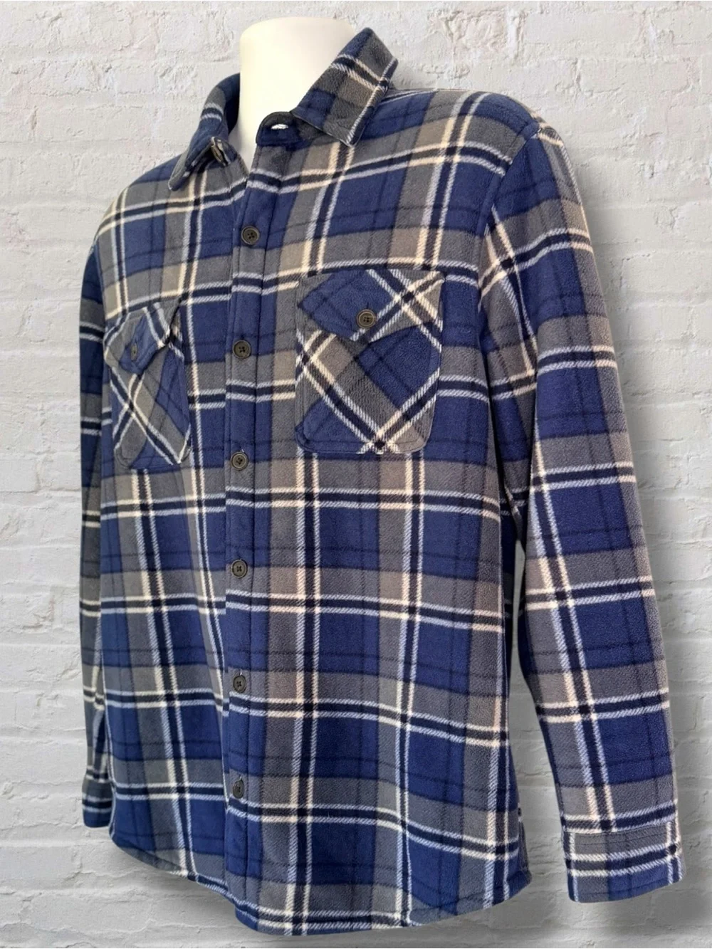 Freedom Foundry Dry Goods Sherpa Lined Flannel Shirt Jacket Men’s M Blue Plaid
